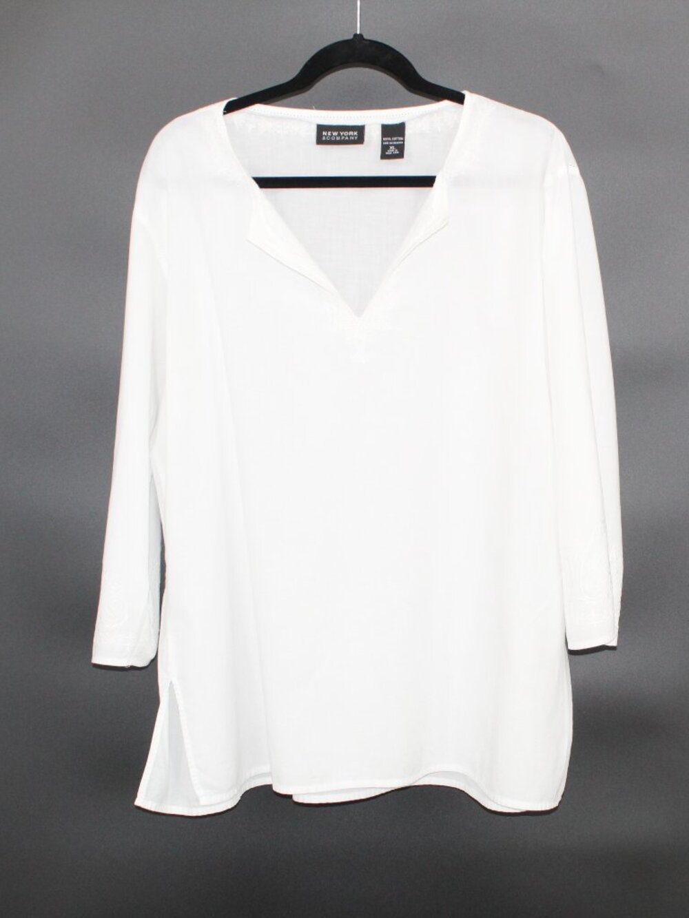White linen summer blouse 100% Cotton XL Cottagecore Boho Vintage‎ Comfort Beach
